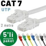 IRENIS IRENIS 5 adet 2 metre CAT7 Kablo Ethernet Network İnternet LAN Kablosu (beyaz)