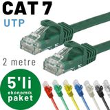 IRENIS IRENIS 5 adet 2 metre CAT7 Kablo Ethernet Network İnternet LAN Kablosu (yeşil)