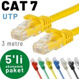IRENIS IRENIS 5 adet 3 metre CAT7 Kablo Ethernet Network İnternet LAN Kablosu (sarı)
