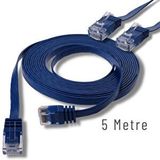 IRENIS Irenis 5 Metre Cat6 Kablo Yassı Ethernet Network Lan Ağ İnternet Kablosu Mavi