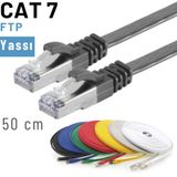 IRENIS Irenis 50 Cm Cat7 Kablo Yassı Ftp Ethernet Network Lan Ağ Kablosu Siyah