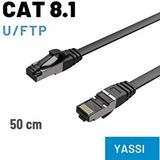 IRENIS Irenis Cat8 Yassi Ftp Lsnh Ethernet Patch Kablo, 50 Cm Siyah