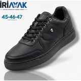 İri Ayak Erkek Büyük Numara Rahat Kalıp Sneaker Spor Ayakkabı (45-46-47-48) - Siyah