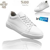 İri Ayak Iriayak Büyük Numara Hakiki Deri 40-48 / Rahat Taban Casual Ayakkabı/ Erkek Sneaker - Günlük Kullanıma Uygun - Beyaz