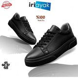 İri Ayak Iriayak Büyük Numara Hakiki Deri 40-48 / Rahat Taban Casual Ayakkabı/ Erkek Sneaker - Günlük Kullanıma Uygun - Siyah