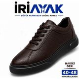 Iriayak Büyük Numara Hakiki Deri 45-48 / Rahat Taban Casual Ayakkabı / Erkek - Günlük Kullanıma Uygun - Kahverengi - Siyah