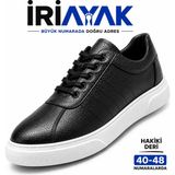 Iriayak Büyük Numara Hakiki Deri 45-48 / Rahat Taban Casual Ayakkabı / Erkek - Günlük Kullanıma Uygun - Siyah Beyaz