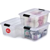 Iris Ohyama, 3'lü Set Istiflenebilir Saklama Kutusu, Klik Kilitli – New Top Box Ntb-15 – Plasti - Çok Renkli
