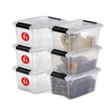 Iris Ohyama, 6'lı set istiflenebilir saklama kutuları klik kilitli – New Top Box NTB-5 – plastik, şeffaf, 6 x 5 l, U 28,5 x G 19,5 x Y 14 cm