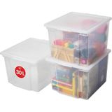 Iris Ohyama Çok Yönlü Saklama Kutuları, 30L, 3'lü Set, Şeffaf, Kolay Mandal, İstiflenebilir, Şeffaf Plastik, Dolap, Raflar, Garaj, Organizasyon, Giysiler, Battaniyeler, Garaj Malzemeleri, USB-M