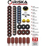 irişka 71 Parça Avuç Içi Spiral Taşlama Cırt Zımpara Ahşap Flap Inox Metal Kesici Kesme Diski Seti 115 mm - Renkli