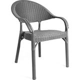 IRK-HK735 Bambu Rattan Desenli Plastik Bahçe Sandalye Koltuk 4'lü Set - Çok Renkli