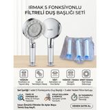 IRMAK 5 Fonksiyonlu Yüksek Basınçlı/ Masajlı / Filtreli Duş Başlığı+ 3 Yedek Filtre