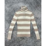 Irmak Kerekli Balıkçı Çizgili Body Triko Bluz 164211 - Ekru - Bej