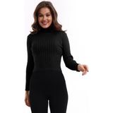 Irmak Kerekli Balıkçı Yaka Fitilli Triko Kazak Triko Bluz 2017 - Siyah - XL