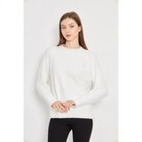 Irmak Kerekli Kadın Bisiklet Yaka Yumoş Oversize Triko Kazak 241205 - Standart - Ekru