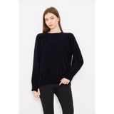 Irmak Kerekli Kadın Bisiklet Yaka Yumoş Oversize Triko Kazak 241205 - Standart - Siyah