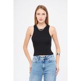 Irmak Kerekli Kadın Fitilli Basic Crop Atlet 4003 - Siyah