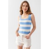Irmak Kerekli Kare Yaka Triko Atlet Triko Bluz 4041 - Bebe Mavisi