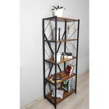 IRMAK Minimalist Ceviz Renkli Metal 5 Katlı Kitaplık Suntalam Malzeme ile Ev ve Ofis Kullanımı İçin 60x34x157 cm