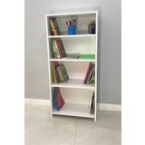 Irmak Mobilya 4 Raflı Modern Kitaplık Dosya Kitap Rafı Ofis Ev Rafı Kitap Raf Beyaz