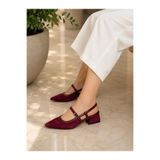 irmona AMORE BORDO SÜET 3 CM KISA TOPUKLU BANTLI SANDALET AYAKKABI