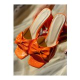 irmona BOW ORANGE TURUNCU SİMLİ EXLUSİVE RUGAN TOPUKLU FİYONKLU TERLİK