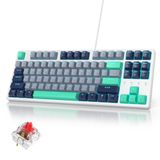 iRoboosta Kırmızı Anahtarlı%75 Mekanik Oyun Klavyesi, RGB LED Arkadan Aydınlatmalı Klavye Gri Yeşil, 87 Tuşlu Kompakt TKL Kablolu Bilgisayar Klavyesi, Windows Dizüstü Bilgisayar PC Gamer için (87