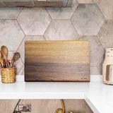 Iroko Tek Parça - Yekpare - Masif Doğal Ağaç Ahşap Büyük Boy 40 x 27,5 cm Kesme Tahtası - Çok Renkli