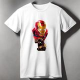 Iron Man Baskılı Oversize T-Shirt - Beyaz - XL