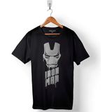 Iron Man Head Skull Kafa Emir Adam Baskılı Tişört Unisex T-Shirt - Siyah