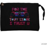 Iron Man Tony Stark Trust You Siyah Clutch Astarlı Cüzdan / El Çantası - 25x18cm