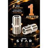Iron Star 1 Adet F Ara Birleştirici / F Dişi Dişi Adaptör / F Konnektör Ara Ek Aparatı / Uydu Kablosu Ek Aparatı / Kablo Birleştirici / Anten Kablosu Ara Birleştirici /konnektör-Kornektör-Jak-Bağlantı Aparatı