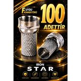 Iron Star 100 Adet F Uydu Konnektörü / Rg6 F Konnektör / Çanak Anten Bağlantı / Rg6 Uydu Kablo Konnektörü / Koaksiyel Kablo Ucu / Uydu Anten Kablosu F /konnektör-Kornektör-Jak-Bağlantı Aparatı