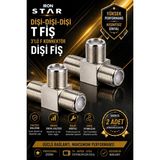 Iron Star 2 Adet Dişi Dişi Dişi T Fiş / 3'lü F Konnektör Dişi T Adaptör / F Konnektör T Çoklayıcı Dişi Dişi Dişi / Uydu Anten T Fiş Dişi 3 Yollu / F Tipi Dişi T Konnektör / Uydu Kablo T Adaptör F Dişi