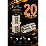 Iron Star 20 Adet F Ara Birleştirici / F Dişi Dişi Adaptör / F Konnektör Ara Ek Aparatı / Uydu Kablosu Ek Aparatı / Kablo Birleştirici / Anten Kablosu Ara Birleştirici /konnektör-Kornektör-Jak-Bağlantı Aparatı