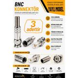 Iron Star 3 Adet Yaylı Bnc Konnektör / Güvenlik Kamerası Bnc Konnektörü / Cctv Bnc Konnektör / Cctv Bnc Ucu / Bnc Kamera / Güvenlik Kamerası Kablo Bnc Ucu /konnektör-Kornektör-Jak-Bağlantı Aparatı