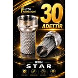 Iron Star 30 Adet F Uydu Konnektörü / Rg6 F Konnektör / Çanak Anten Bağlantı / Rg6 Uydu Kablo Konnektörü / Koaksiyel Kablo Ucu / Uydu Anten Kablosu F /konnektör-Kornektör-Jak-Bağlantı Aparatı