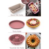 Ironika 3 Lü Silikon Kek Kalıbı Seti Oval Yuvarlak Baton Kek Kalıbı Turta kalıbı set - 3 Adet
