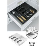 Ironika Ayarlanabilir Kayar Kızaklı Çekmece Içi Kaşıklık Bıçaklık Genişleyebilen Kaşıklık Seti Beyaz