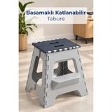 Ironika Basamaklı Katlanabilir Yer Kaplamaz Çok Amaçlı Banyo ve Mutfak Tabure ve Merdiven Çocuk Basamağı Gri