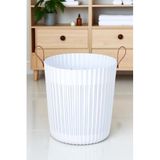 İronika Flex Banyo Çamaşır Kirli Sepeti, Deri Görünüm Kulplu, Lüx Banyo Mutfak Organizeri, Beyaz, 40x35 cm