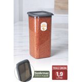 Ironika Jumbo Boy 1900 ml Kare Saklama Kabı Antrasit Sızdırmaz Silikon Kapaklı Plastik Kullanım Kolaylığı