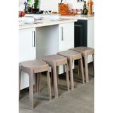 İronika Kaymaz Ayaklı Dekoratif İç İçe Geçebilen Plastik Tabure, 4 Adet, Kahverengi, 36x36 cm