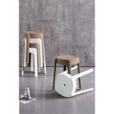 İronika Kaymaz Ayaklı Dekoratif İç İçe Geçebilen Plastik Tabure, 6 Adet, Latte Beyaz, 32 x 32 cm