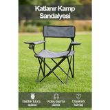 İronika Özel Yırtılmaz Kumaşlı Katlanabilir Kamp Sandalyesi Rejisör Koltuğu Gri