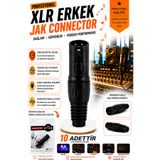 IRONSTAR 10 adet Profesyonel mikrofon jakı erkek / Erkek jak konnektör 3 pinli / Ses sistemi erkek konnektör / Sahne tipi ses bağlantı jakı / Mikrofon kablosu erkek soket / Amfi hoparlör bağlantı /canon-cannon