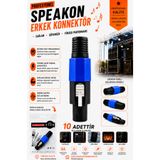 IRONSTAR 10 adet Speakon erkek konnektör / Hoparlör kablosu speakon / ses sistemi konnektörü / Amfi hoparlör bağlantı jakı / Ses kabini bağlantı fişi / Mikser / kornektör-jak-kablo ucu-bağlantı aparatı