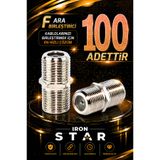 IRONSTAR 100 ADET F ara birleştirici / F dişi dişi adaptör / F konnektör ara ek aparatı / Uydu kablosu ek aparatı / kablo birleştirici / Anten kablosu ara birleştirici /konnektör-kornektör-jak-bağlantı aparatı