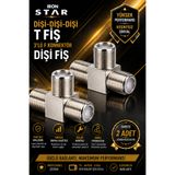 IRONSTAR 2 ADET Dişi Dişi Dişi T Fiş / 3'lü F Konnektör Dişi T Adaptör / F Konnektör T Çoklayıcı Dişi Dişi Dişi / Uydu Anten T Fiş Dişi 3 Yollu / F Tipi Dişi T Konnektör / Uydu Kablo T Adaptör F Dişi